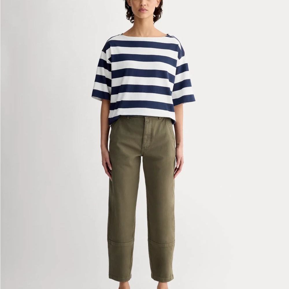 Utility Barrel Pants in Kalamata green.